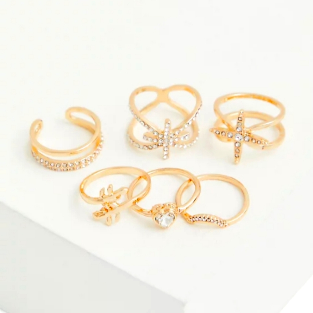 Torrid Gold Tone Starburst Ring Set of 6 Jewelry